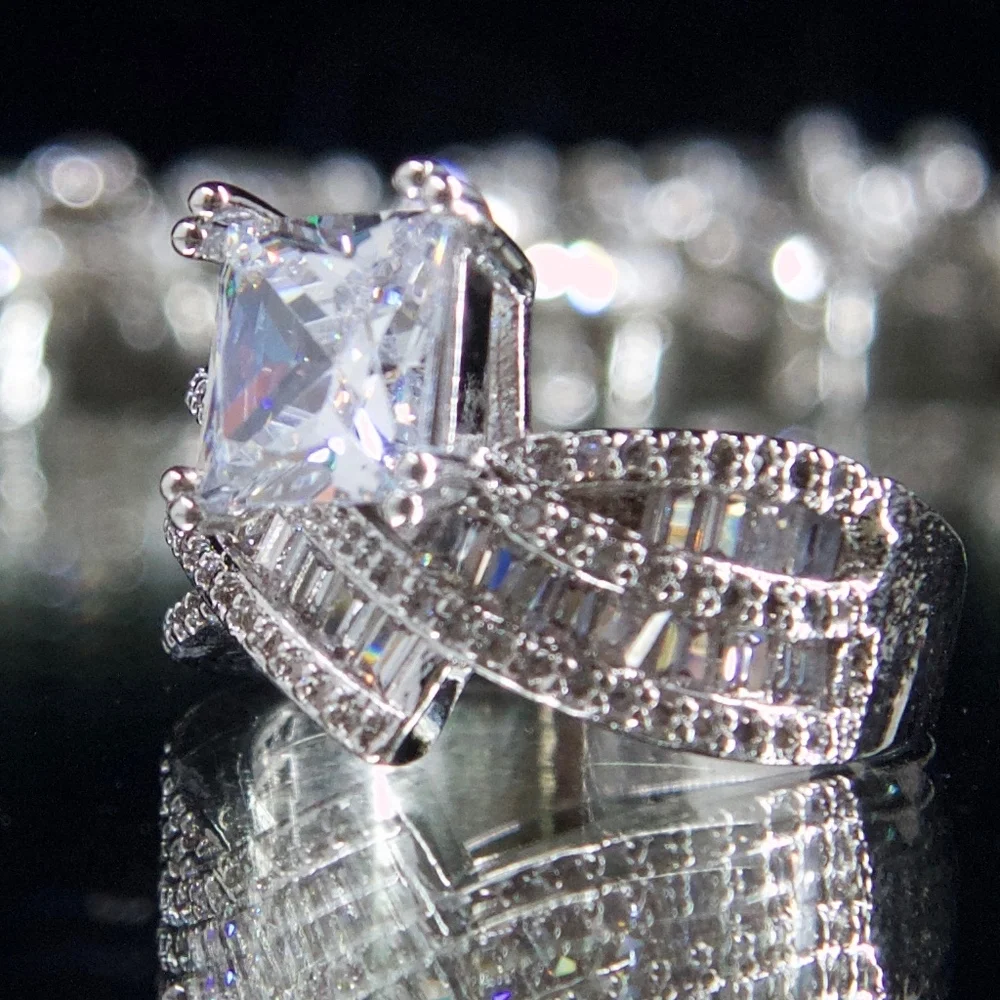 Jenna Jameson Silver Princess Cut Ring - Picture 6 of 7